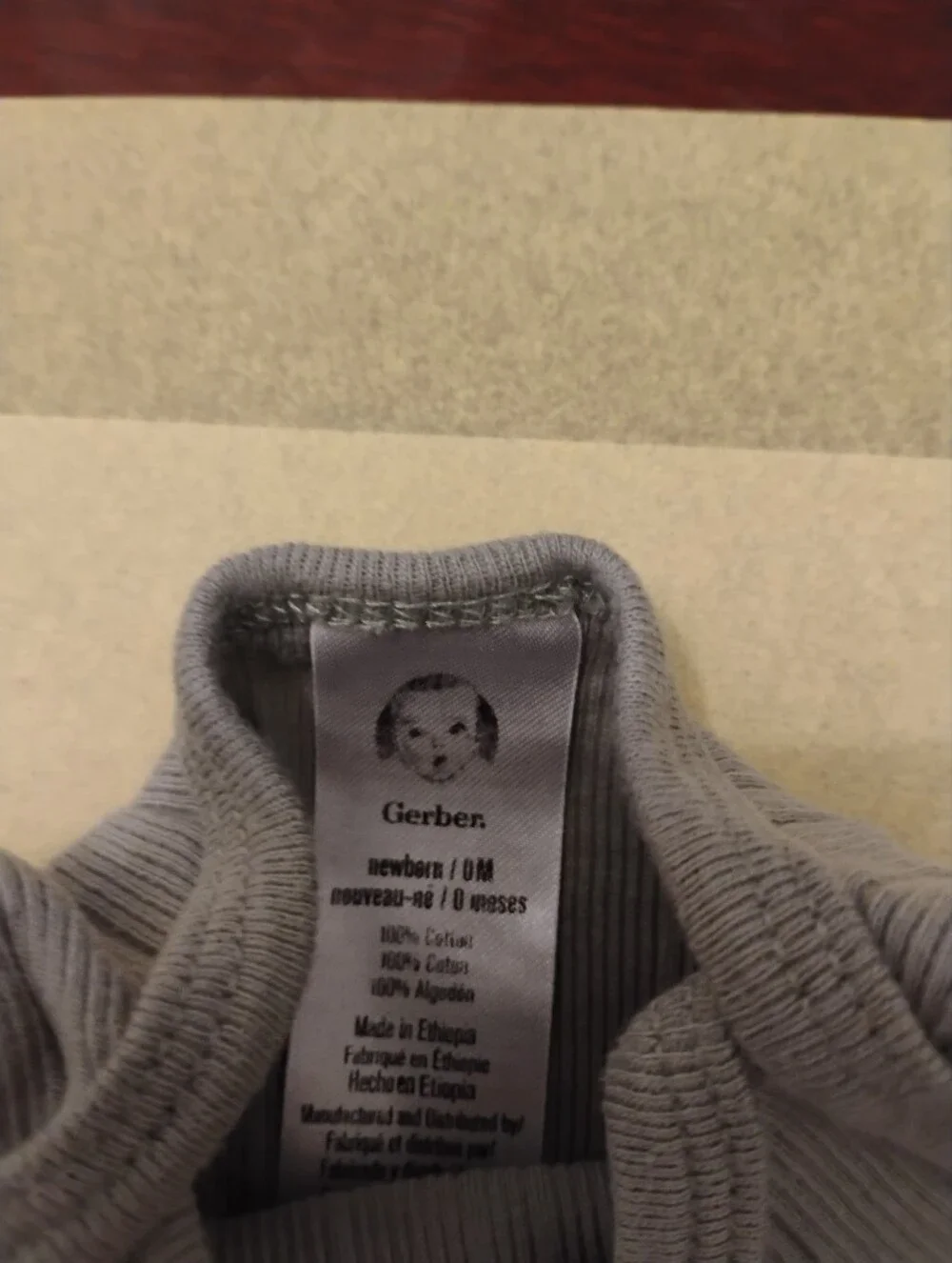 Classic Ribbed Newborn Gown - Light Gray/Green